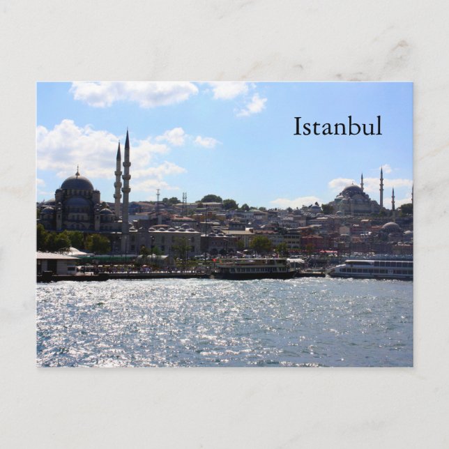 Aussicht auf den Hafen von Istanbul Postkarte (Vorderseite)