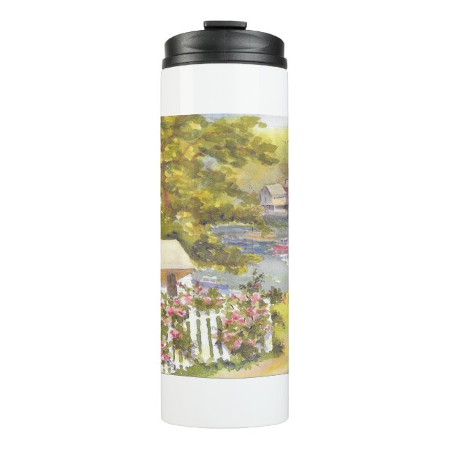 Aussicht auf den Hafen von London Thermosbecher (Vorderseite)