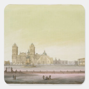 Aussicht auf den Hauptplatz von Mexiko-Stadt (Farb Quadratischer Aufkleber