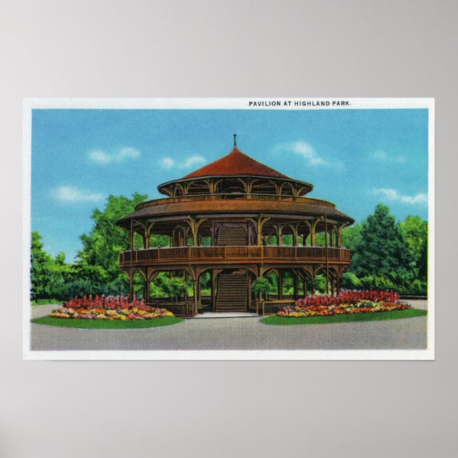 Aussicht auf den Hochlandpark-Pavillon Poster (Vorne)