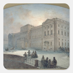Aussicht auf den Mariinsky-Palast im Winter 1863 Quadratischer Aufkleber