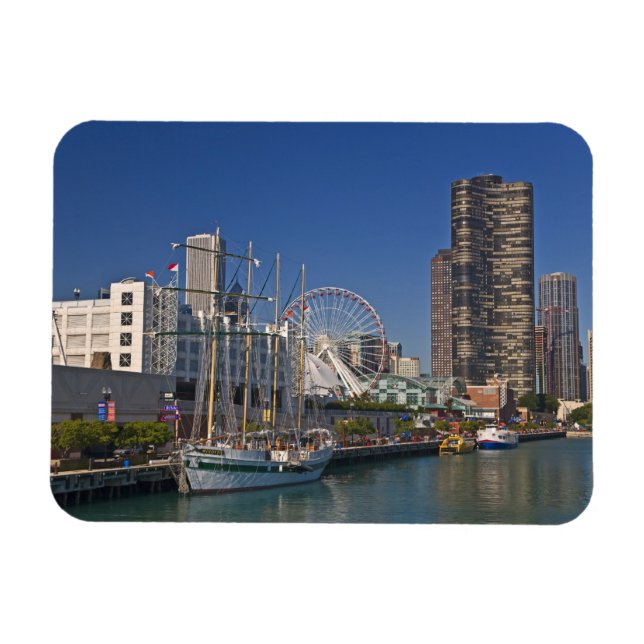 Aussicht auf den Marinestreff von Chicago 2 Magnet (Horizontal)