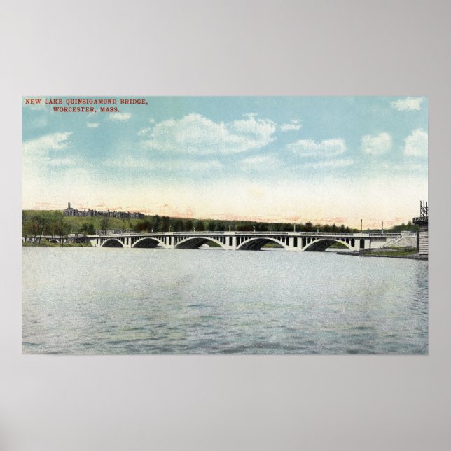 Aussicht auf den neuen See Quinsigamond Bridge Poster (Vorne)