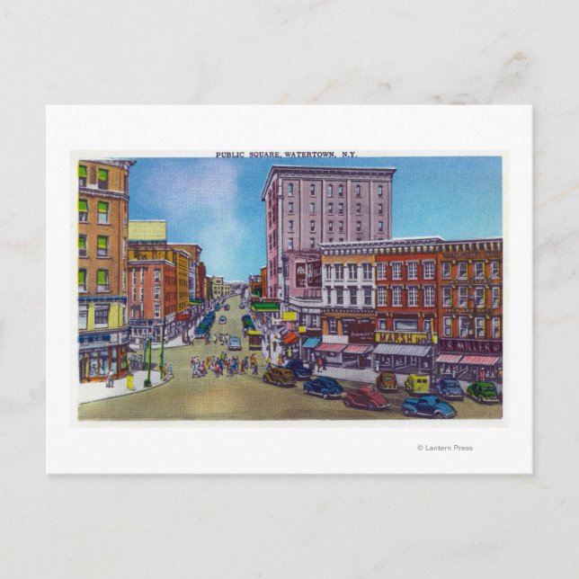 Aussicht auf den öffentlichen Platz Postkarte (Vorderseite)