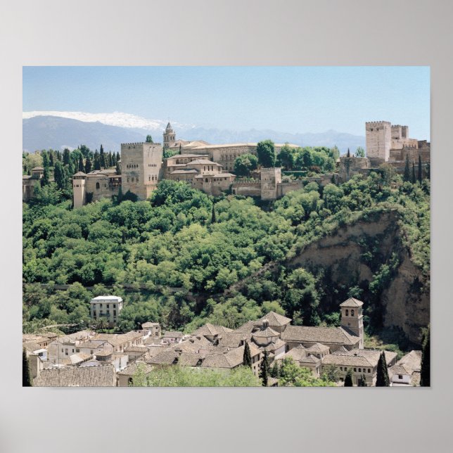 Aussicht auf den Palast der Alhambra Poster (Vorne)