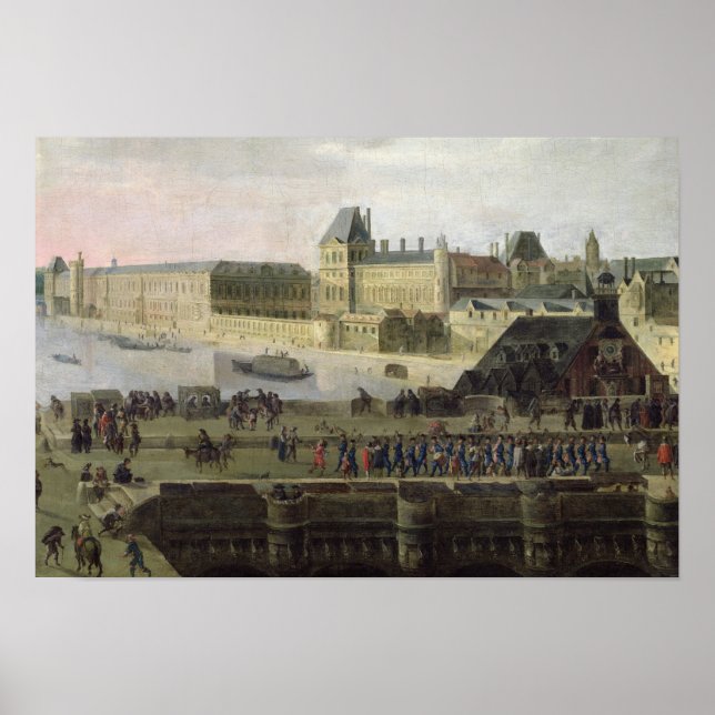 Aussicht auf den Pont-Neuf und die Seine Poster (Vorne)