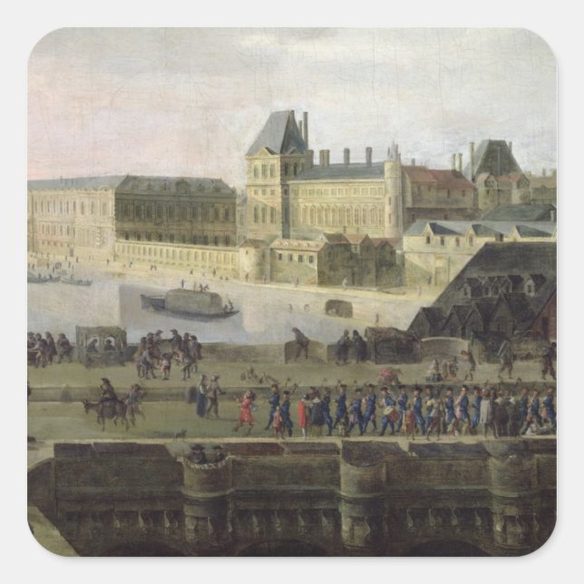 Aussicht auf den Pont-Neuf und die Seine Quadratischer Aufkleber (Vorderseite)