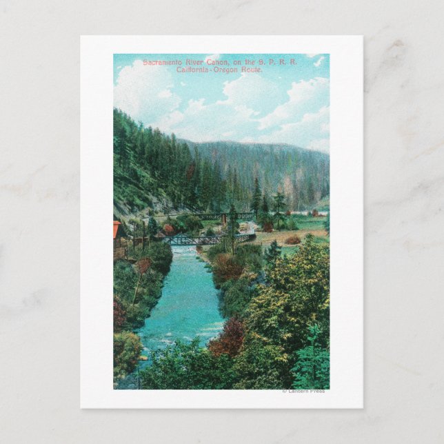 Aussicht auf den Sacramento River Canyon auf SP Postkarte (Vorderseite)