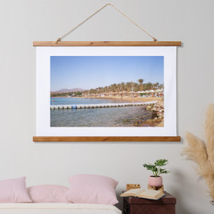 Aussicht auf den Sandstrand Terrazzina Wandteppich Mit Holzrahmen