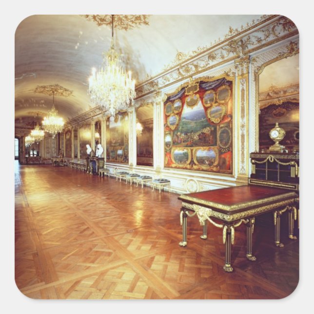 Aussicht auf den Schlachtsaal Quadratischer Aufkleber (Vorderseite)