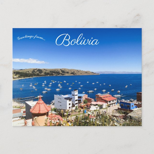 Aussicht auf den See Titicaca Copacabana Bolivien  Postkarte (Vorderseite)