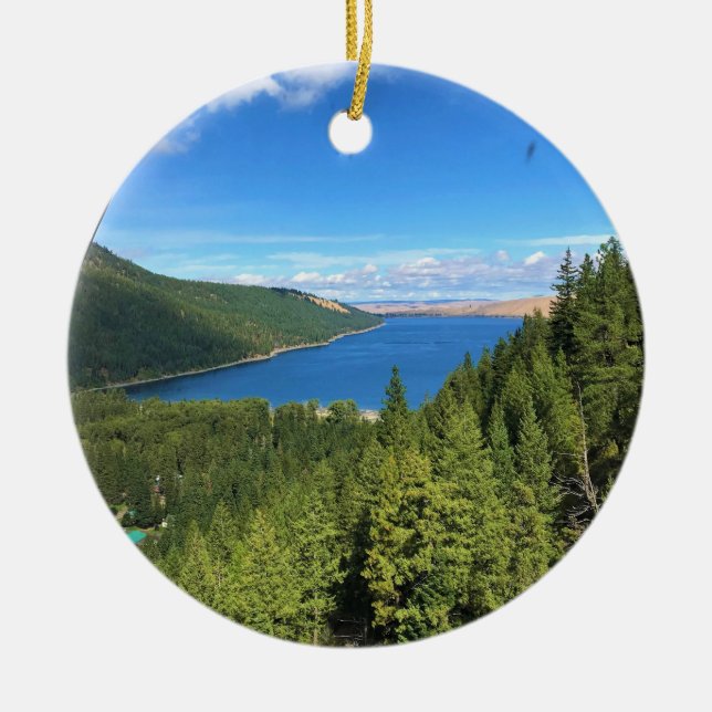 Aussicht auf den See Wallowa, Oregon Keramik Ornament (Vorne)