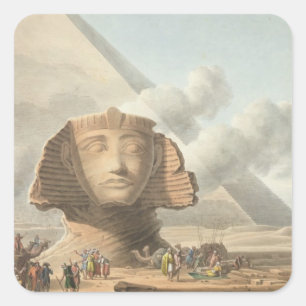 Aussicht auf den Sphinx-Leiter und die Pyramide vo Quadratischer Aufkleber
