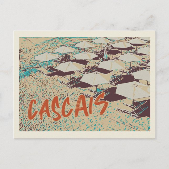 Aussicht auf den Strand von Cascais, Portugal Postkarte (Vorderseite)