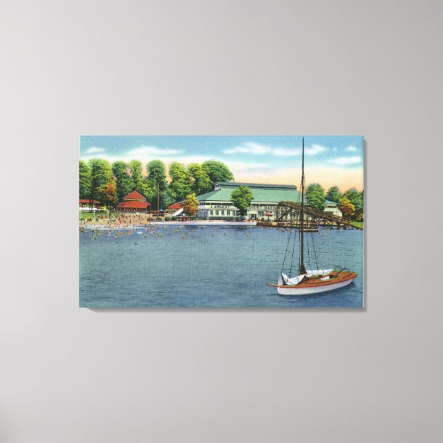 Aussicht auf den Strand von Midway Park und den Pa Leinwanddruck (Vorderseite)