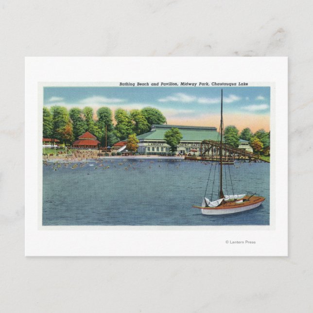 Aussicht auf den Strand von Midway Park und den Pa Postkarte (Vorderseite)