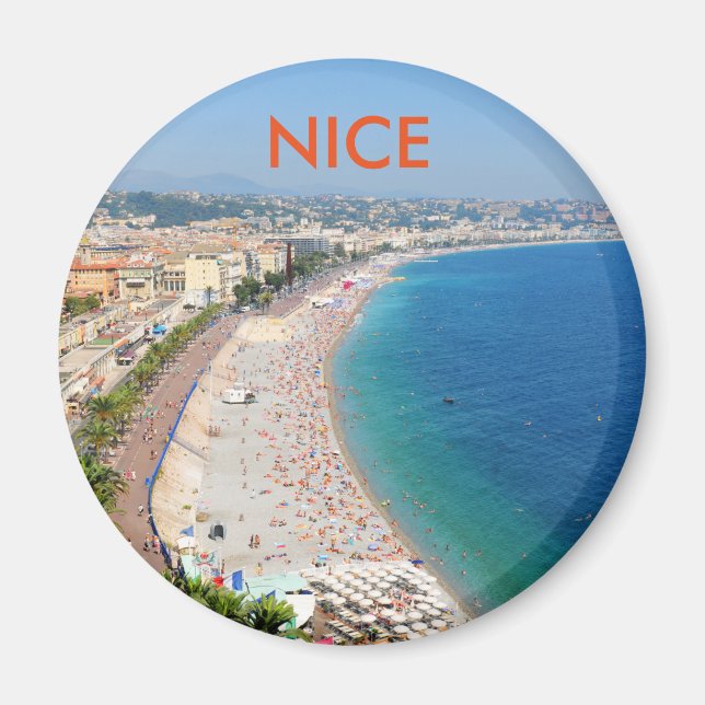 Aussicht auf den Strand von Nizza, Frankreich Magnet (Vorne)