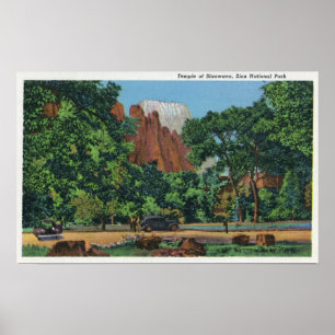 Aussicht auf den Tempel von Sinawava Poster