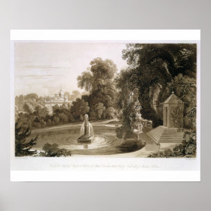 Aussicht auf den Tempel von Suryah und den Brunnen Poster