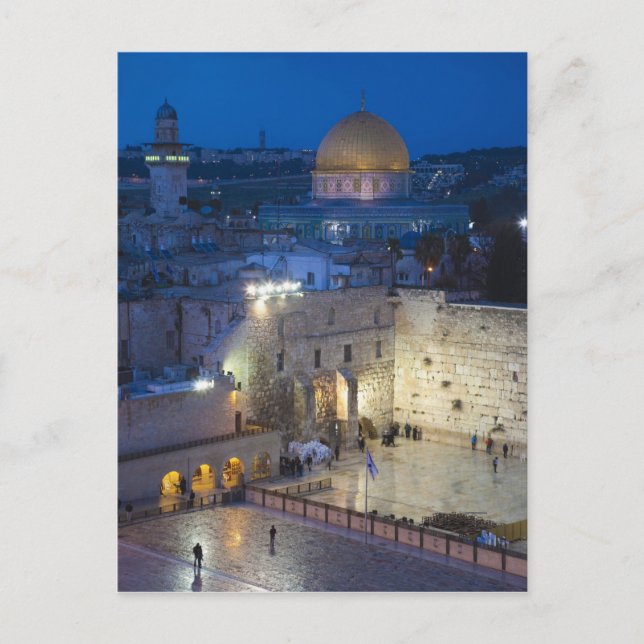 Aussicht auf den Western Wall Plaza, später Abend Postkarte (Vorderseite)