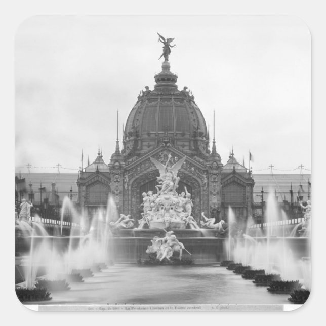 Aussicht auf den zentralen Dom und den Brunnen Quadratischer Aufkleber (Vorderseite)