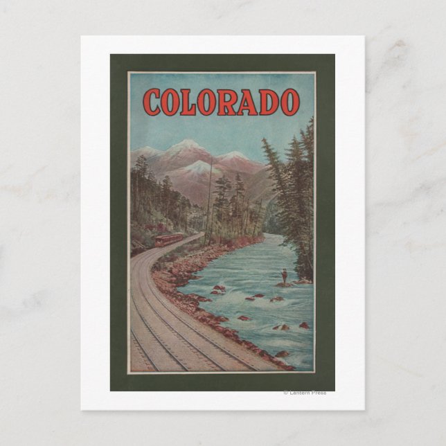 Aussicht auf den Zug am Fluss - Reiseplakat Postkarte (Vorderseite)