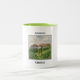 Aussicht auf die Akropolis, Athen, Griechenland Zweifarbige Tasse