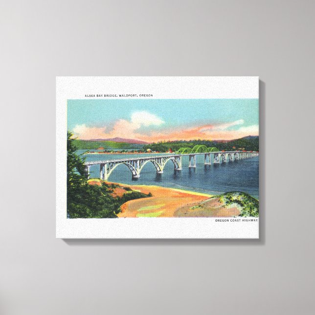 Aussicht auf die Alsea Bay Bridge Leinwanddruck (Vorderseite)