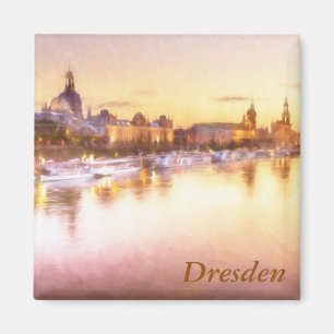Aussicht auf die Altstadt über die Elbe in Dresden Magnet