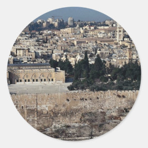 Aussicht auf die Altstadt vom Obelisk, Jerusalem, Runder Aufkleber