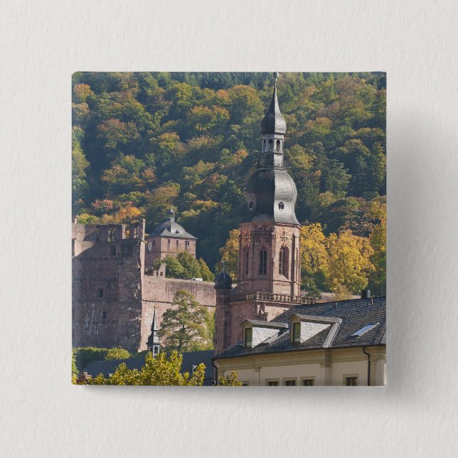 Aussicht auf die Altstadt von Heidelberg Button (Vorderseite)