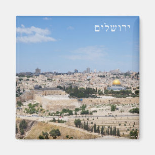 Aussicht auf die Altstadt von Jerusalem, Israel Magnet