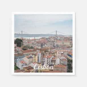 Aussicht auf die Altstadt von Lissabon und die Brü Serviette