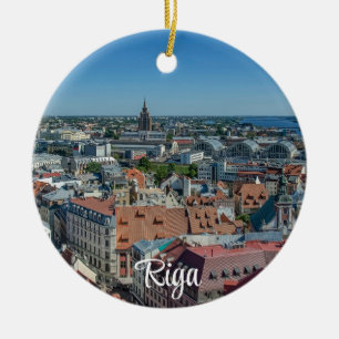 Aussicht auf die Altstadt von Riga von oben Keramik Ornament