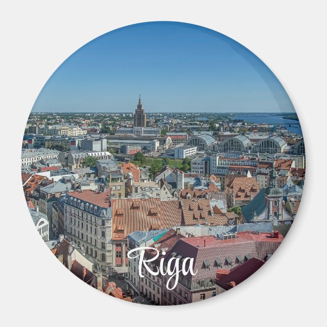 Aussicht auf die Altstadt von Riga von oben Magnet (Vorne)