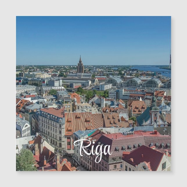 Aussicht auf die Altstadt von Riga von oben Magnet (Vorderseite)