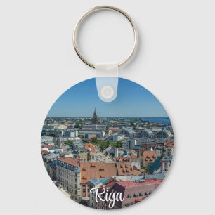 Aussicht auf die Altstadt von Riga von oben Schlüsselanhänger