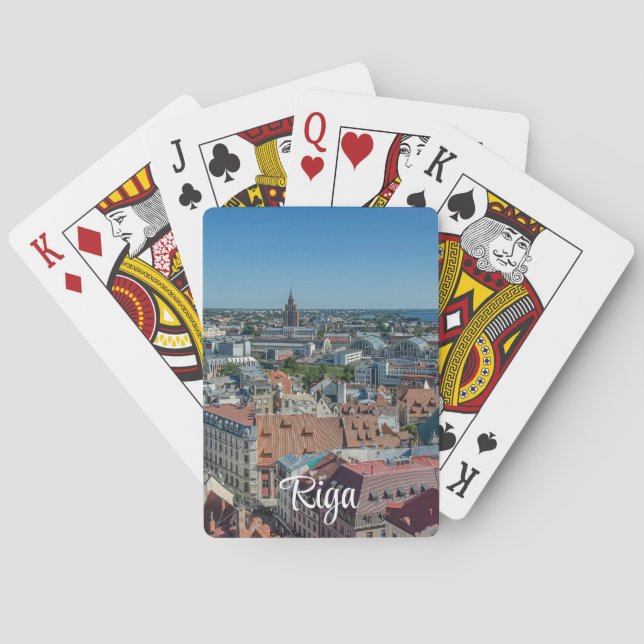 Aussicht auf die Altstadt von Riga von oben Spielkarten (Rückseite)