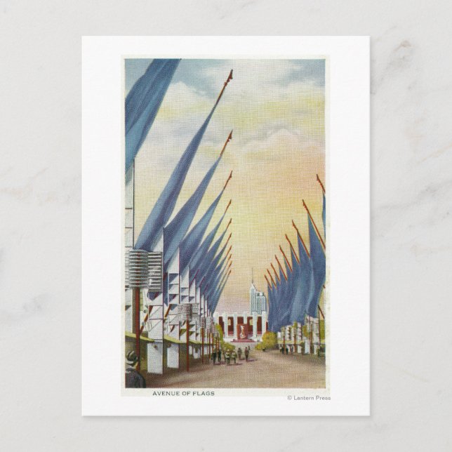 Aussicht auf die Avenue of Flags, Weltmesse 1934 Postkarte (Vorderseite)