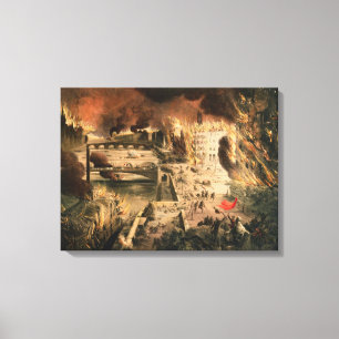 Aussicht auf die Brände in Paris während der Kommu Leinwanddruck