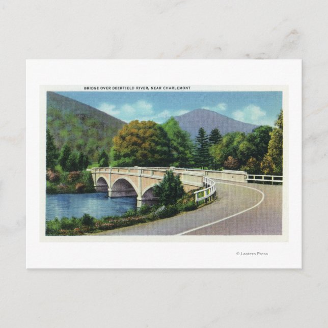 Aussicht auf die Brücke über den Deerfield River Postkarte (Vorderseite)