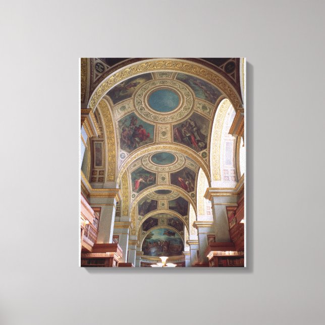 Aussicht auf die Decke der Bibliothek mit Coffered Leinwanddruck (Vorderseite)