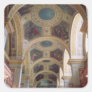 Aussicht auf die Decke der Bibliothek mit Coffered Quadratischer Aufkleber