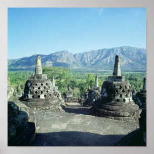 Aussicht auf die drei kreisförmigen Terrassen Poster