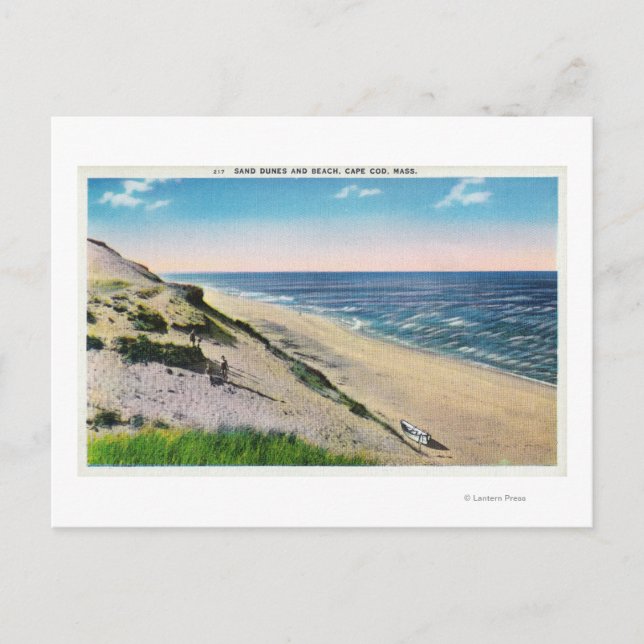 Aussicht auf die Dünen von Sand und den Strand Postkarte (Vorderseite)