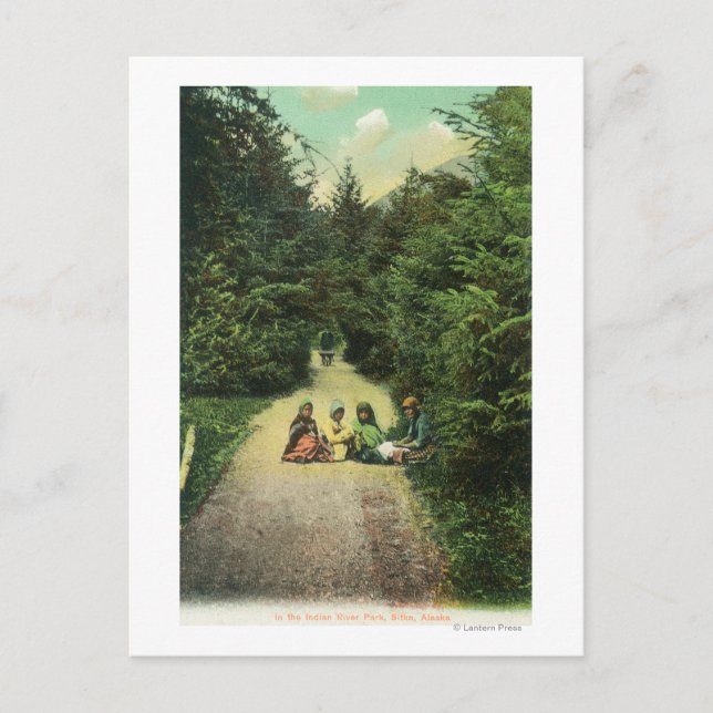 Aussicht auf die Einheimischen im Indischen Fluss  Postkarte (Vorderseite)