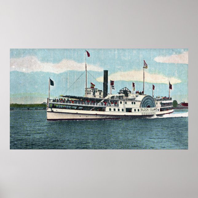 Aussicht auf die Fähre von Block Island Poster (Vorne)