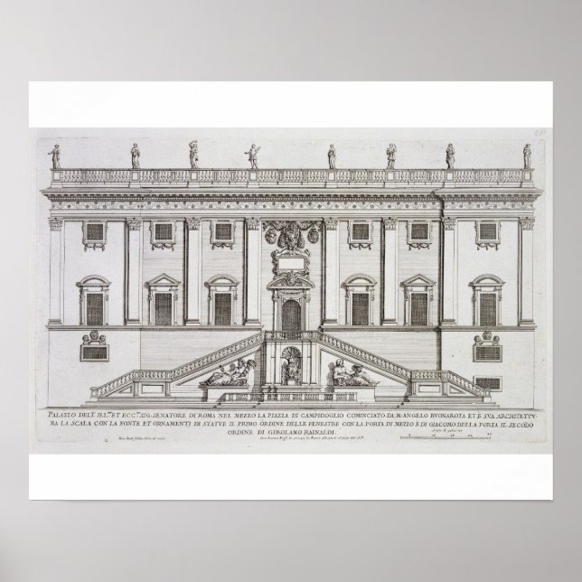 Aussicht auf die Fassade des Palazzo Senatorio auf Poster (Vorne)