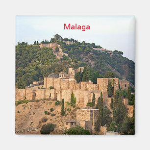Aussicht auf die Festung Alcazaba in Malaga Magnet