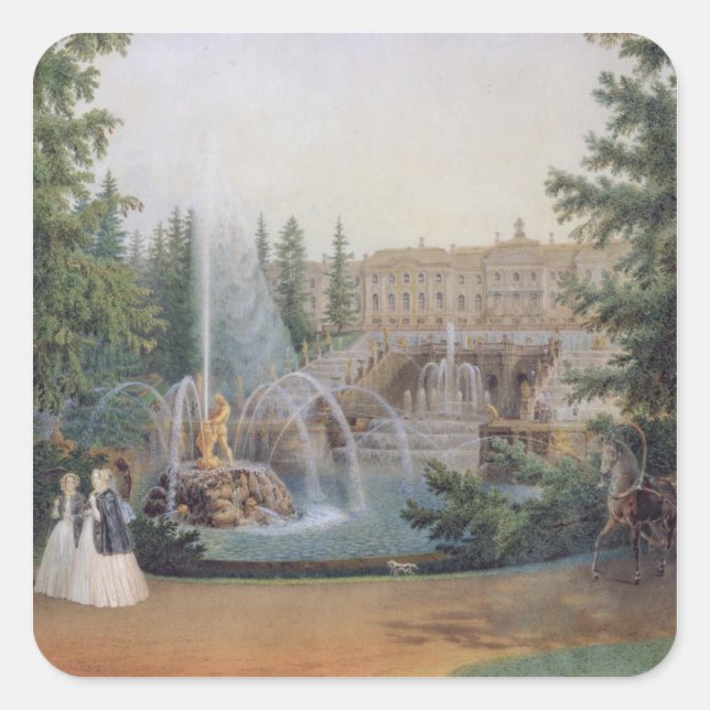 Aussicht auf die frühe Kaskade Quadratischer Aufkleber (Vorderseite)